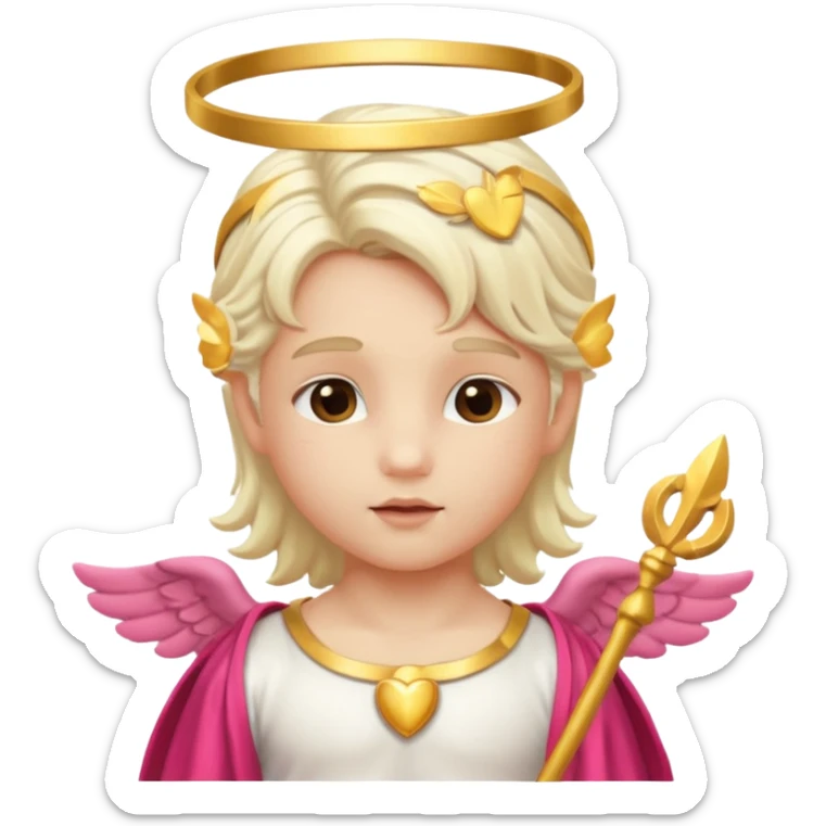 Cupid, Love God from Rome Mythology with long platinum blonde hair, gold and white outfit sticker
