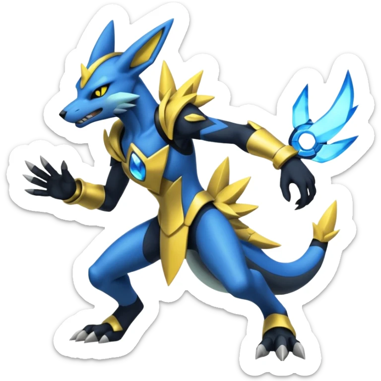 Edgy futuristic Zeraora-Zekrom-Lucario-fusion sticker