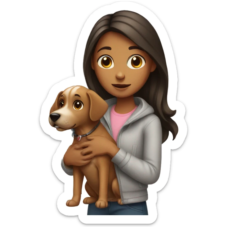 Girl with dog  sticker