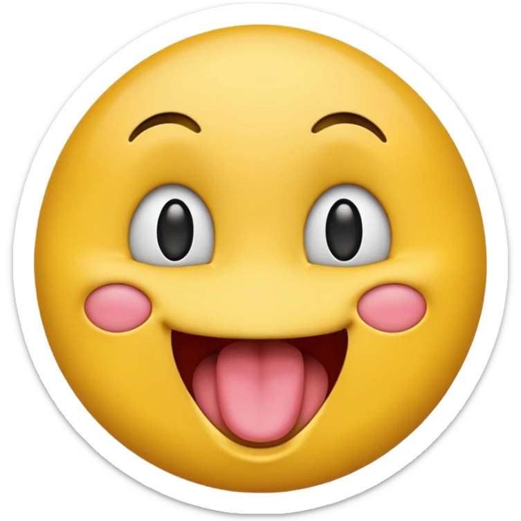 Emoji with its tounge out smiling whilst staring up sticker