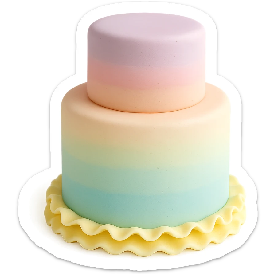 tiered fondant cake with pastel ombre sticker