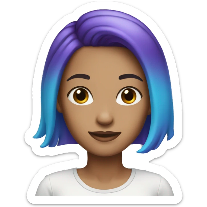 White Woman with blue and purple ombre hair sticker