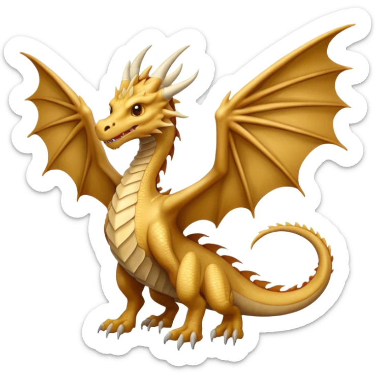 Beige dragon in the style of Game of Thrones, facing forward with its wings spread. sticker