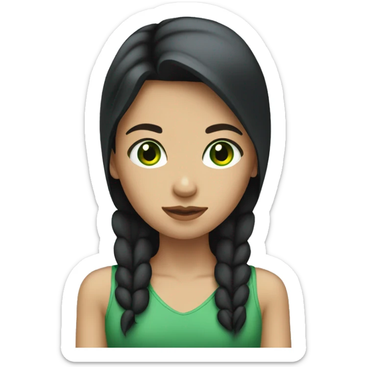 Girl with dark straight hair and green eyes sticker