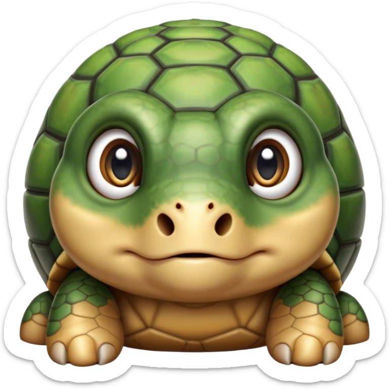 cinematic-baby tortoise-realistic--emoji,,-cute-wise-face-peering-ahead-with-calm-determination,-cute large-eyes-reflecting-centuries of wisdom, sticker