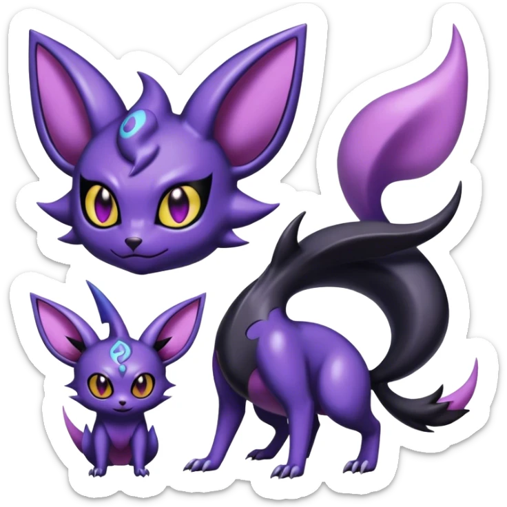 Shiny Dark Noibat-Espeon-Haunter-Umbreon-Nidorino-fusion-hybrid full body sticker