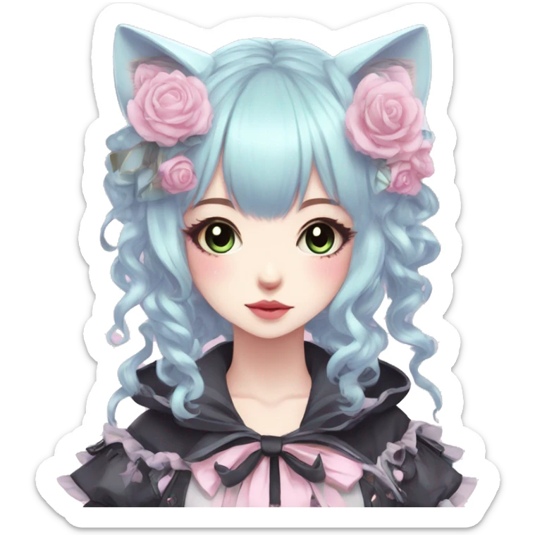 Pastel Edgy Kawaii Cute Beautiful Elegant Pretty Anime Punk Lolita Catgirl sticker
