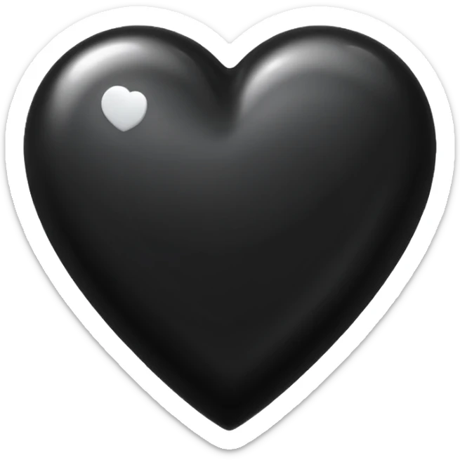 a emoji of a black hearth with botton griendiently white color sticker
