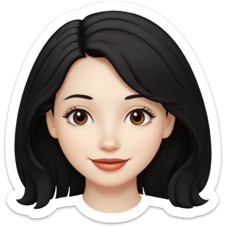 a girl that has black 4c hair textures and pale skin color, It has brown eyes, a nose, lips, and it’s smiling. sticker