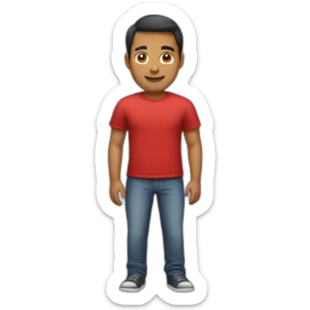 Picture of a full body of a male in a red shirt sticker