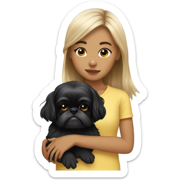 Girl holding black shih tzu blowing kiss sticker