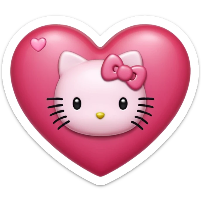 A big heart plus a small heart the big one with a little hello kitty style song sticker