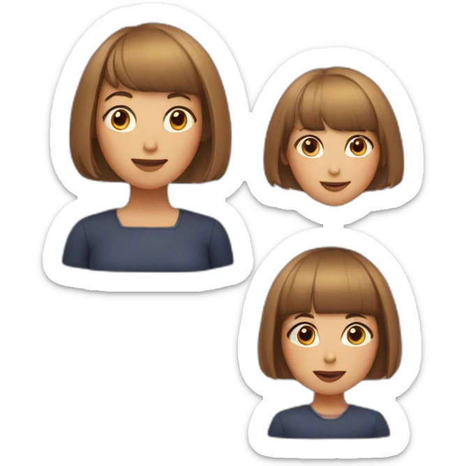 A mother with a short bob haircut and a girl with a short bob and blunt bangs sticker