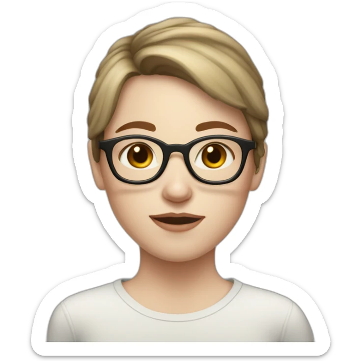 Girl with pale skin, short brown hair, glasses, ajd freckles  sticker