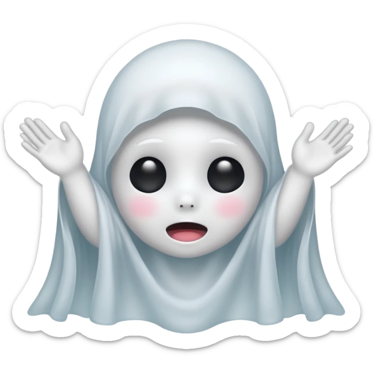Okay those are wonderful, now make the ghost cover his eyes with cute little hands. Make sure the blush and the cuteness is retained sticker