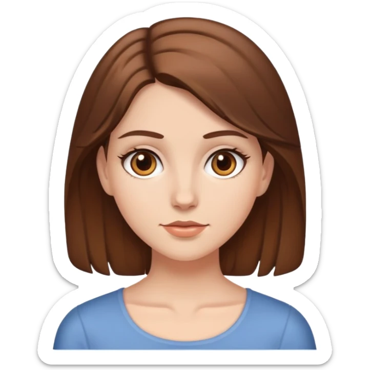 white girl with brown hair and brown eyes sticker