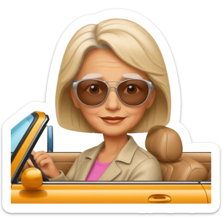 Stikers of mom which is a bit old and is relax and I will put her in a car sticker