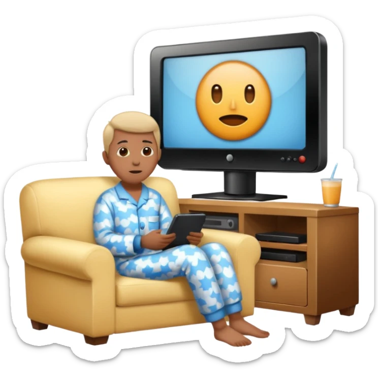 person watching a movie on the TV in their living room sticker
