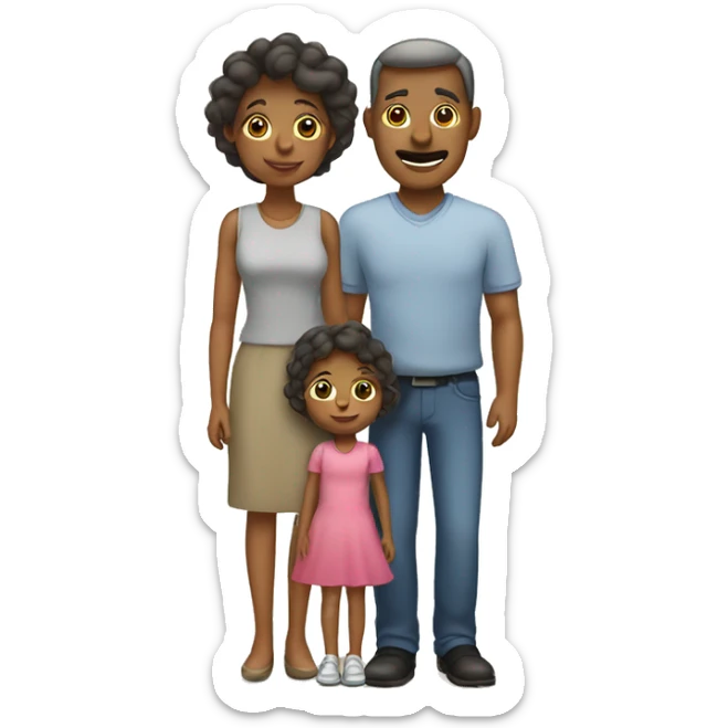 Family with father, mother, little girl sticker
