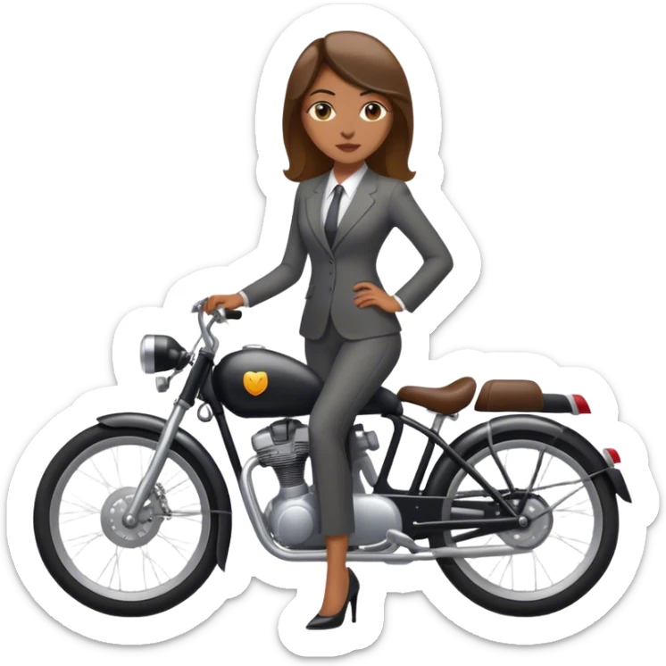 Business woman with a suite with long pants on a bike sticker