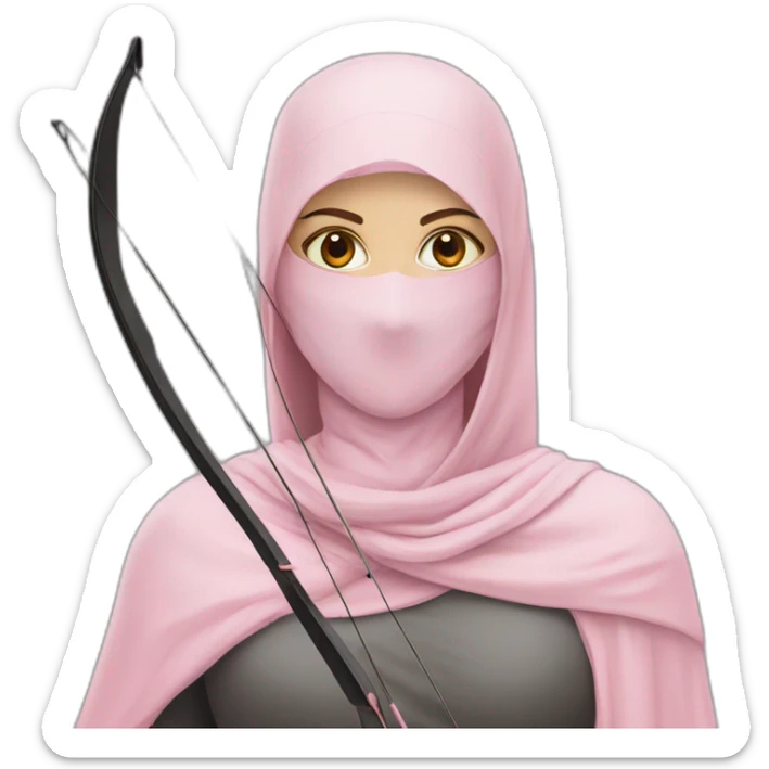 russian girl in pastel pink niqab archery sticker