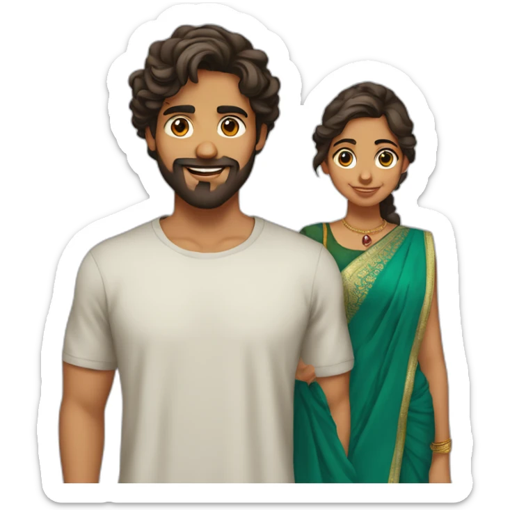 indian gujarati 21 year old brother with a beard and teenager sister with wavy hair sticker