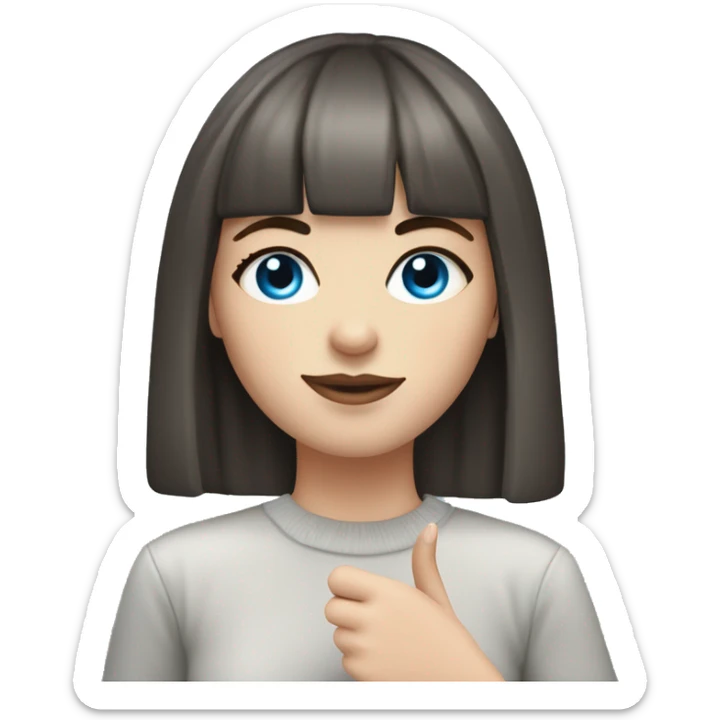 Beautiful Brunette blue eyed white girl with bangs and she has a cbd blunt in her hand  sticker