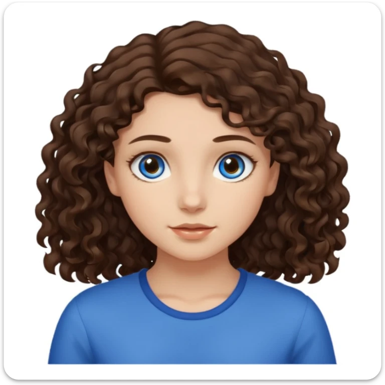 girl with dark brown wavy hair and light brown eyes next to a girl with light brown curly hair with blue eyes sticker
