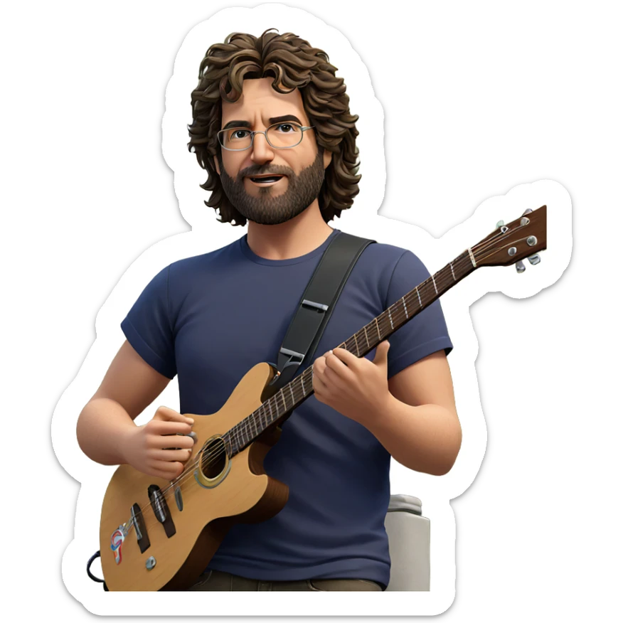 male musician with guitar outdoors sticker