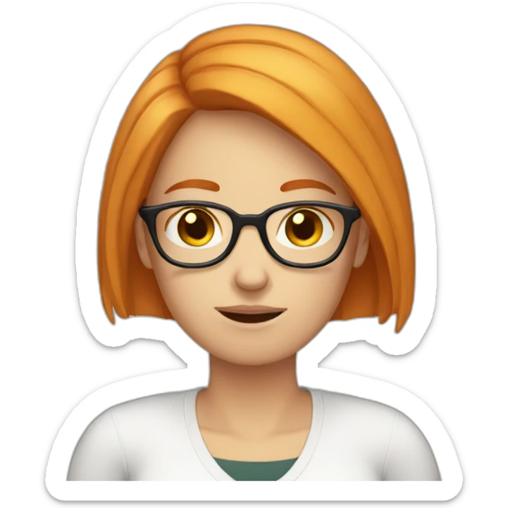 white women. Ginger Hair, straight Hair,hand facepalm wearing glasses sticker