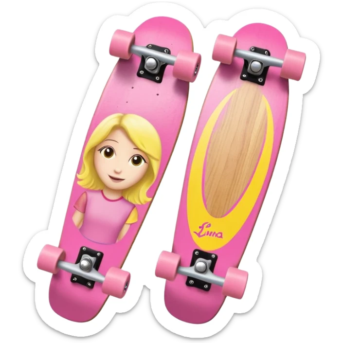 A pink and yellow skateboard like the one from Soy Luna  sticker