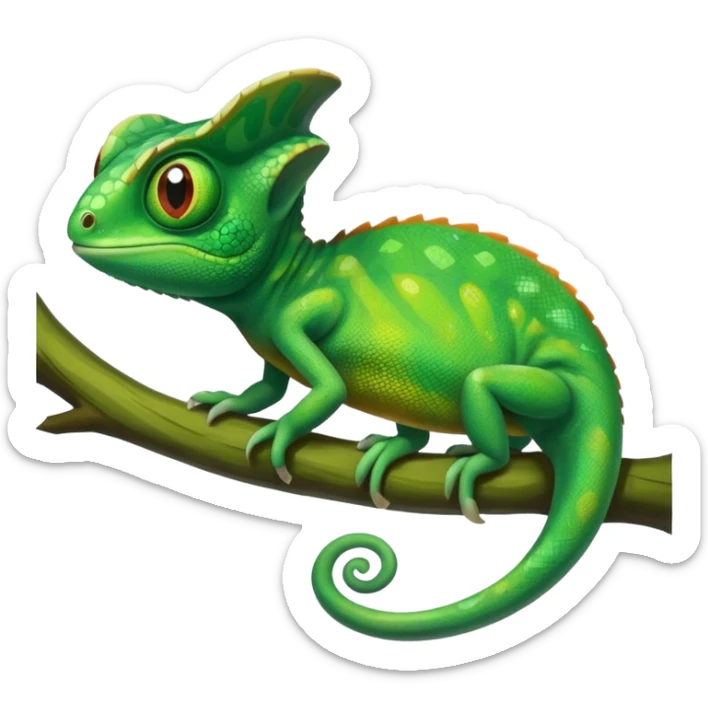 Emoji de camaleón, que sea bonito, tierno y único para compartir con mi pareja, entonces que sea único, que sea parecido al camaleón de la película de rapumcel de Disney caricaturezco  sticker