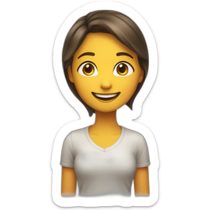 Engaging girl emoji with a radiant smile, expressive eyes, and a hint of a soothing voice. sticker