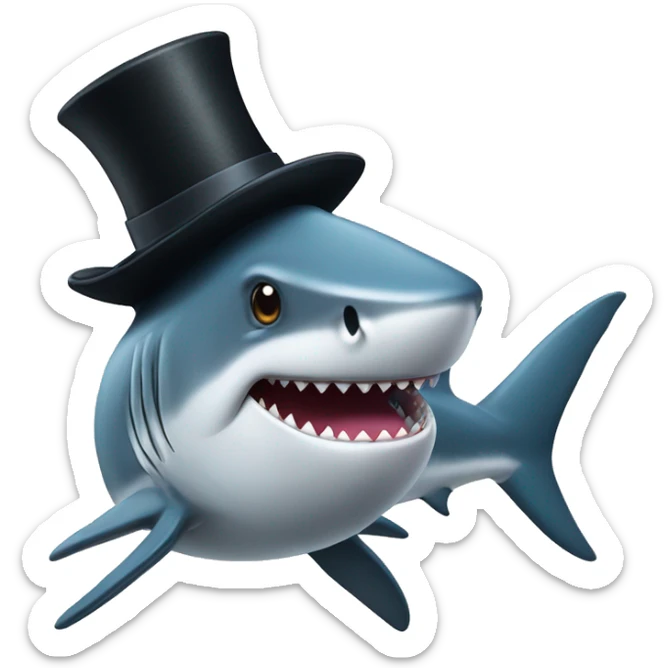 Shark with a top hat sticker