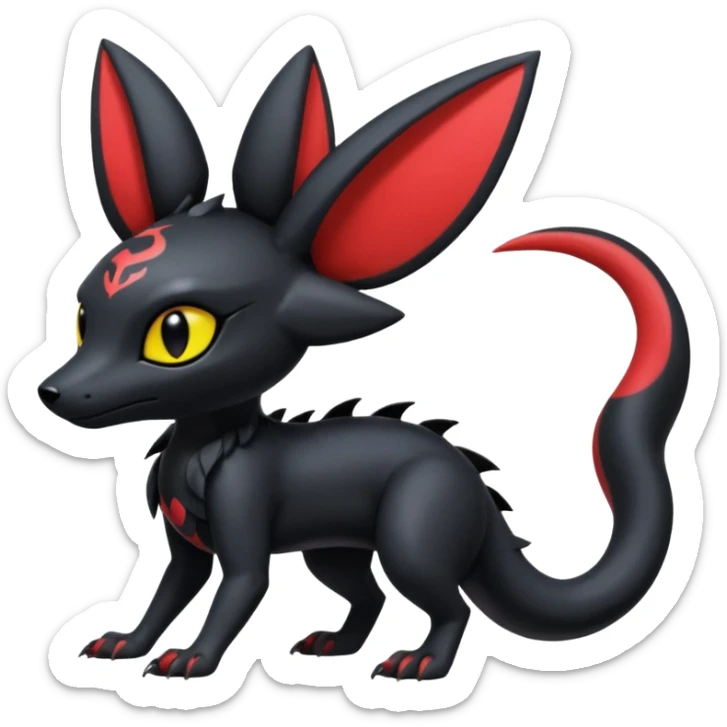 Shiny Dark Edgy Gothic Gloomy Futuristic Salandit-Umbreon-Noibat-Litten-Hybrid (Full body) sticker