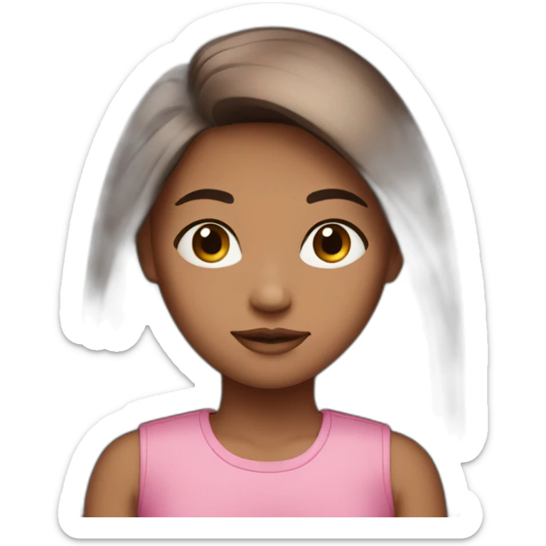 Pretty Darker girl with pink top and brown long straights hair  sticker