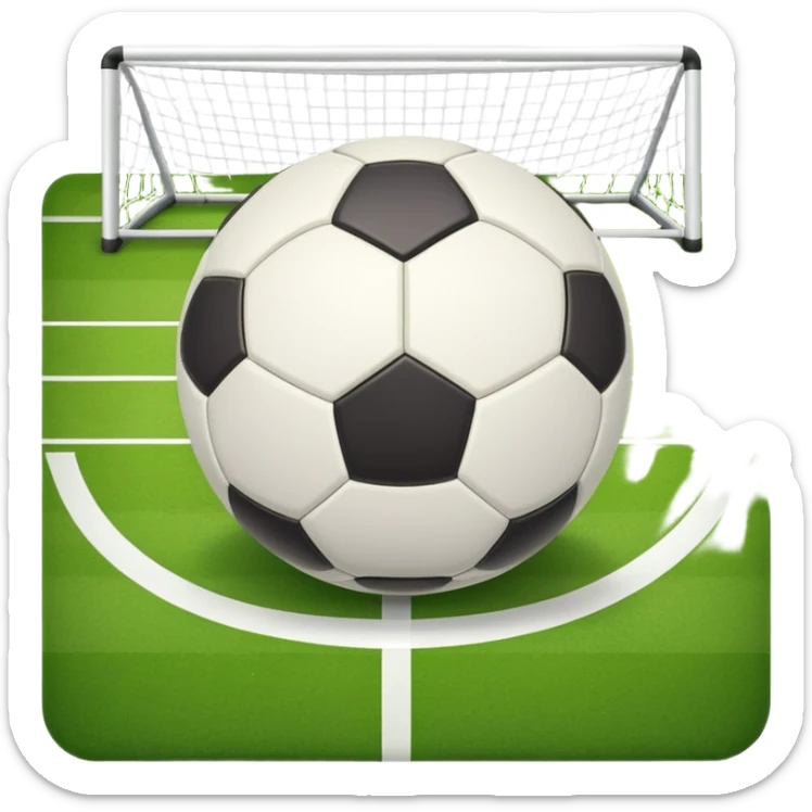 Europian Football. A football resting on the grass of a soccer field, with goalposts and field markings in the background. The scene highlights the ball's position at the center of the action, emphasizing the competitive atmosphere and readiness for play. sticker