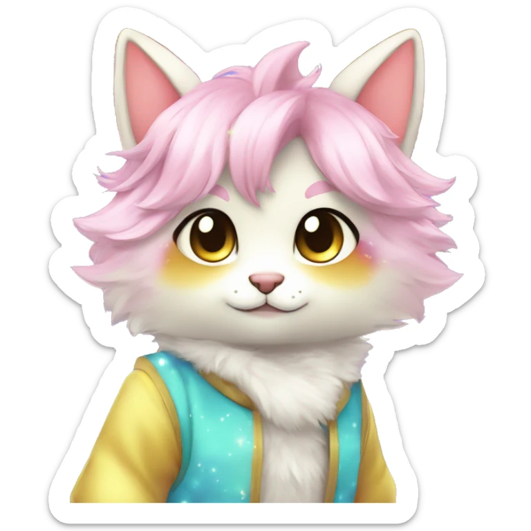 Anthro Shiny Colorful Pastel Glitter Sparkle Stars Gradient Anime Chibi Animal-Fakémon-Pokémon-Hybrid Fur Sona sticker