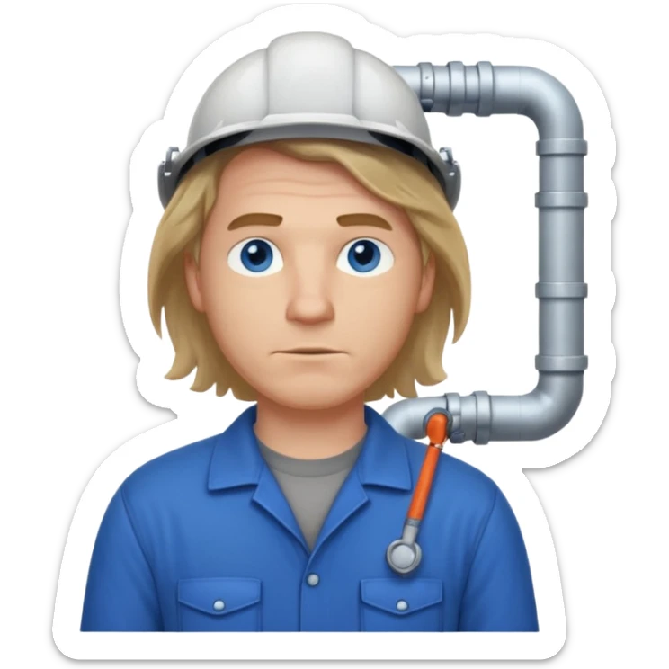 customer. 1 person only white male with shoulder normal person cloths. adult. pipeline technician change the expression and the shape of the face change the color of eyes. just the technician nothing all sticker