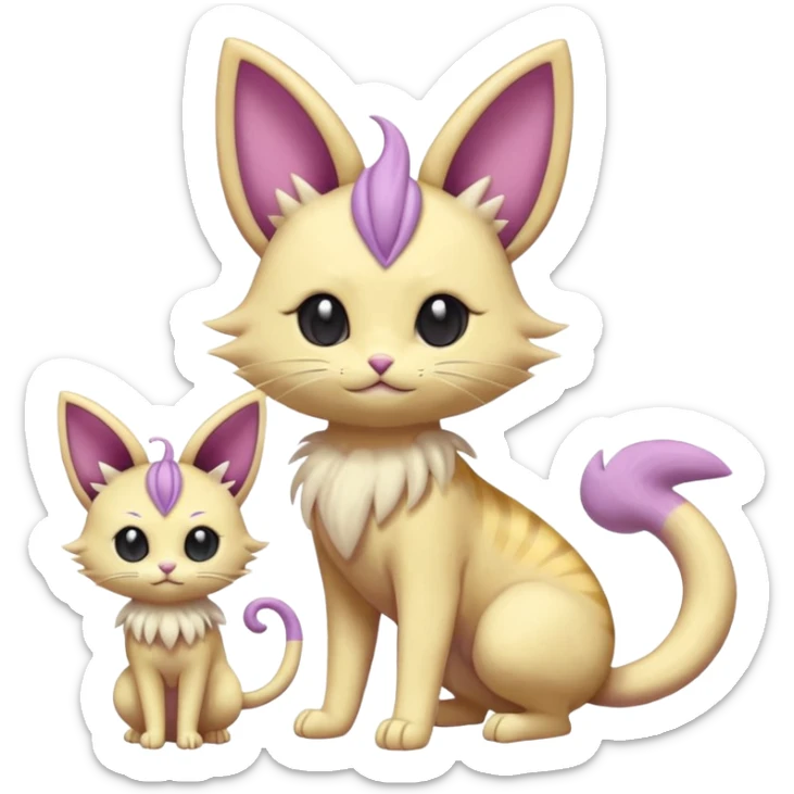  Fey Toony Meowth-Espeon-Skitty-Delcatty-Sprigatito-Purrloin-fusion-hybrid sticker