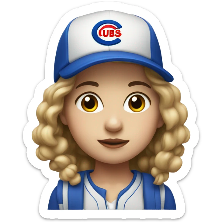 indoor portrait of a girl wearing a cubs hat sticker