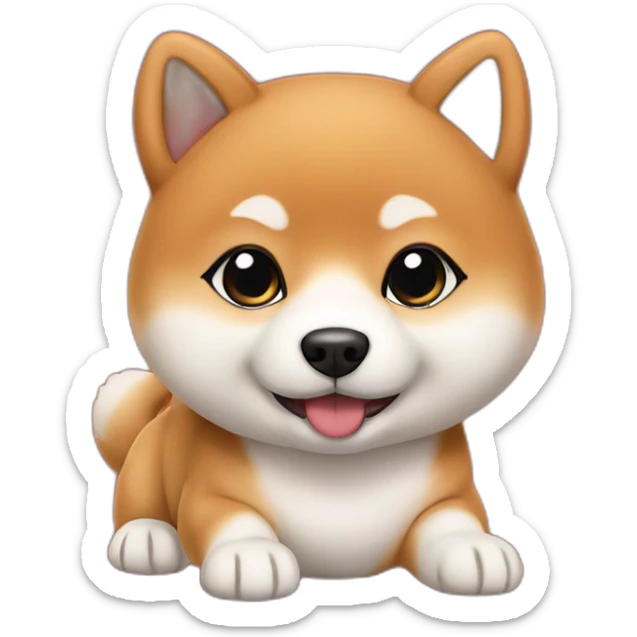 Baby shiba inu cartoon with red colour of background sticker
