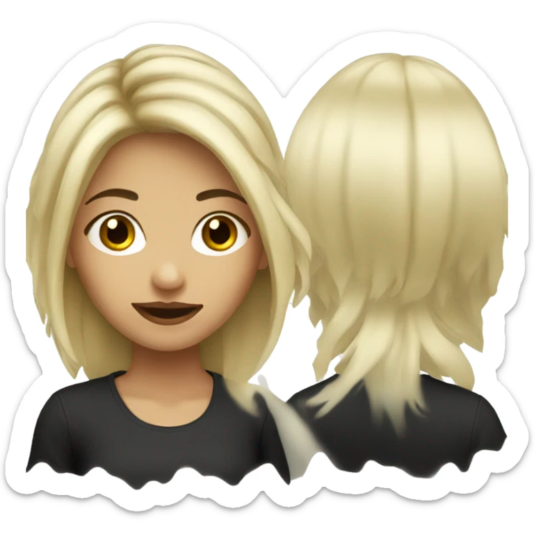 Girl with spilt dyed hair blonde and black  sticker