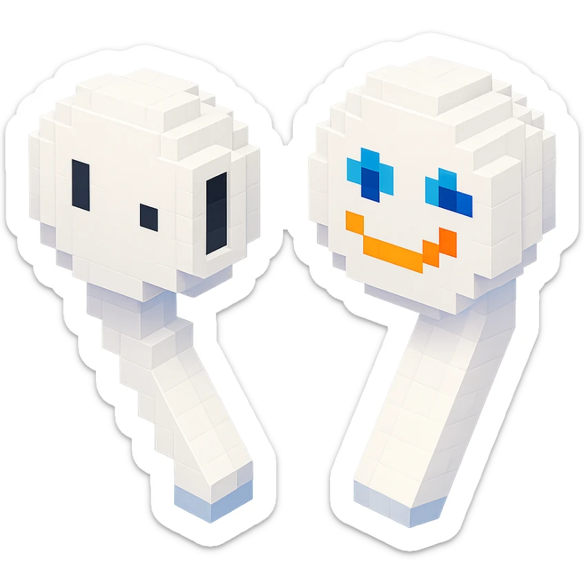 white EarPods headphones with a playful twist, floating in mid-air sticker