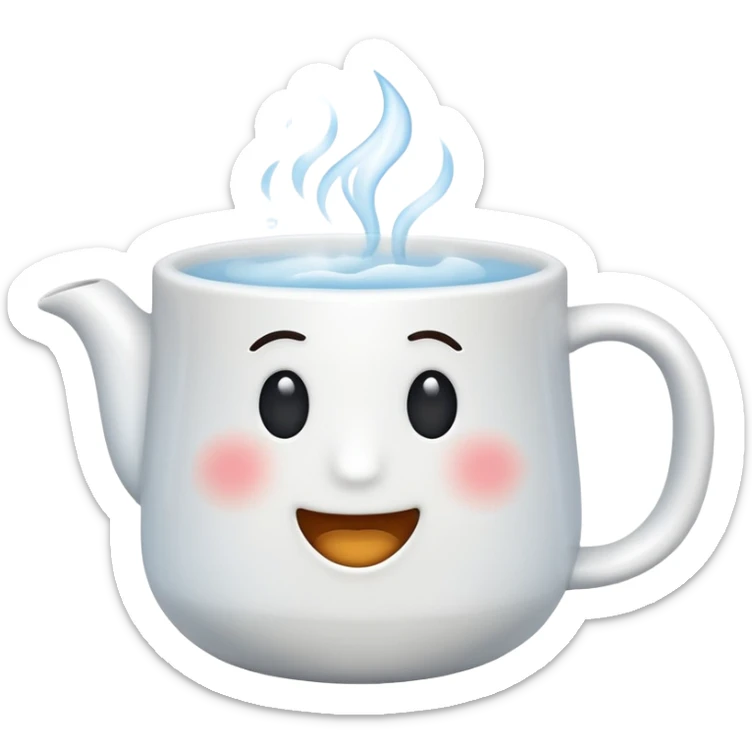a cup of hot water with steam lines coming out of it, simple emoji style sticker
