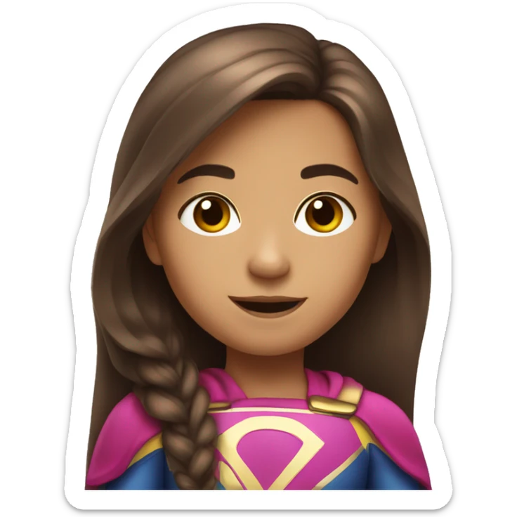 superhero, child, girl, long brown hair, brown eyes, hispanic sticker