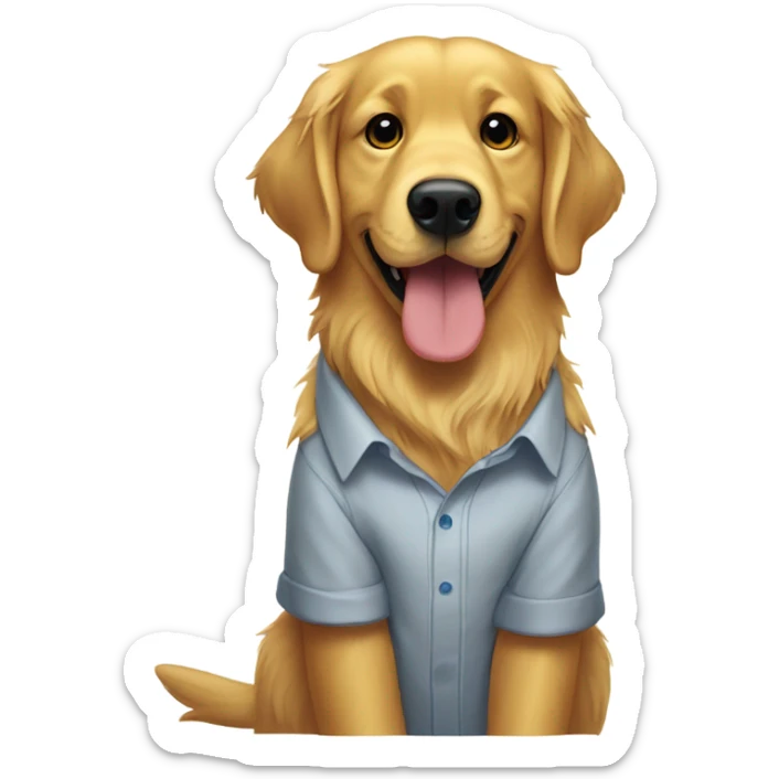 Golden retriever wearing a shirt that says jerk sticker