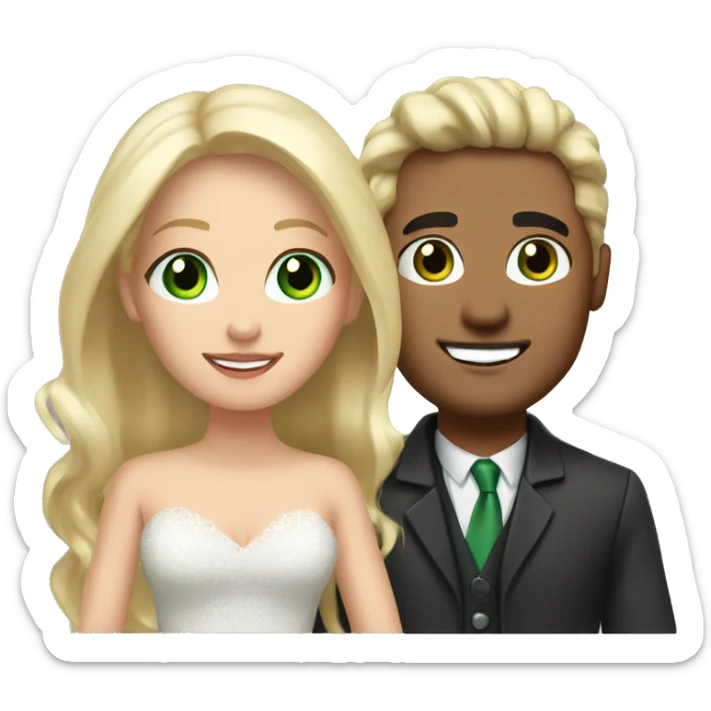 Married couple, he has black hair with gel, she has long blonde hair and green eyes  sticker