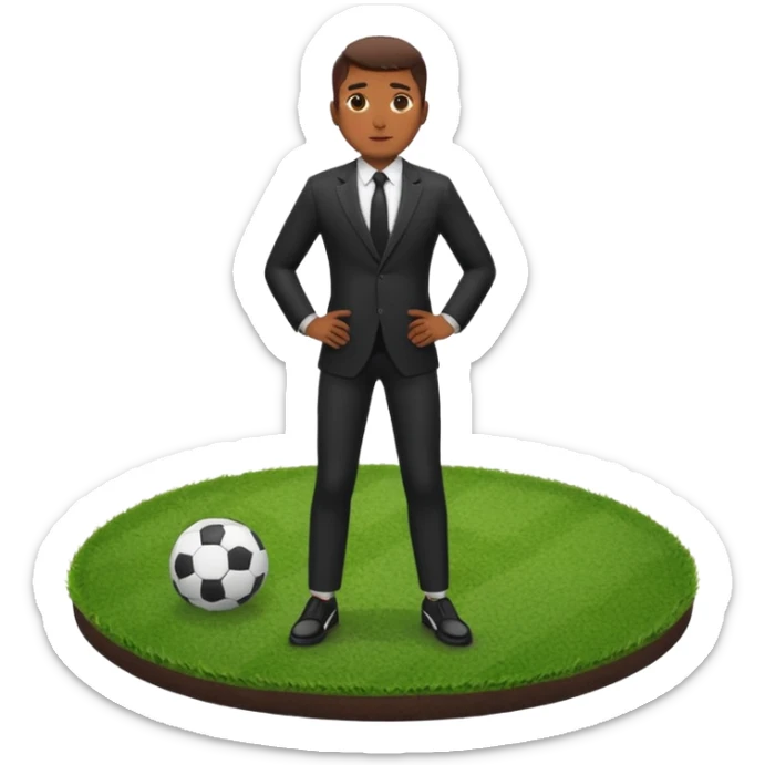 shin padBlack suit shoes circular patch of football grass sticker
