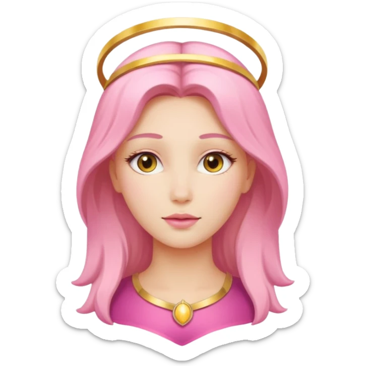 angel emoji, beautiful pink woman with a golden halo sticker